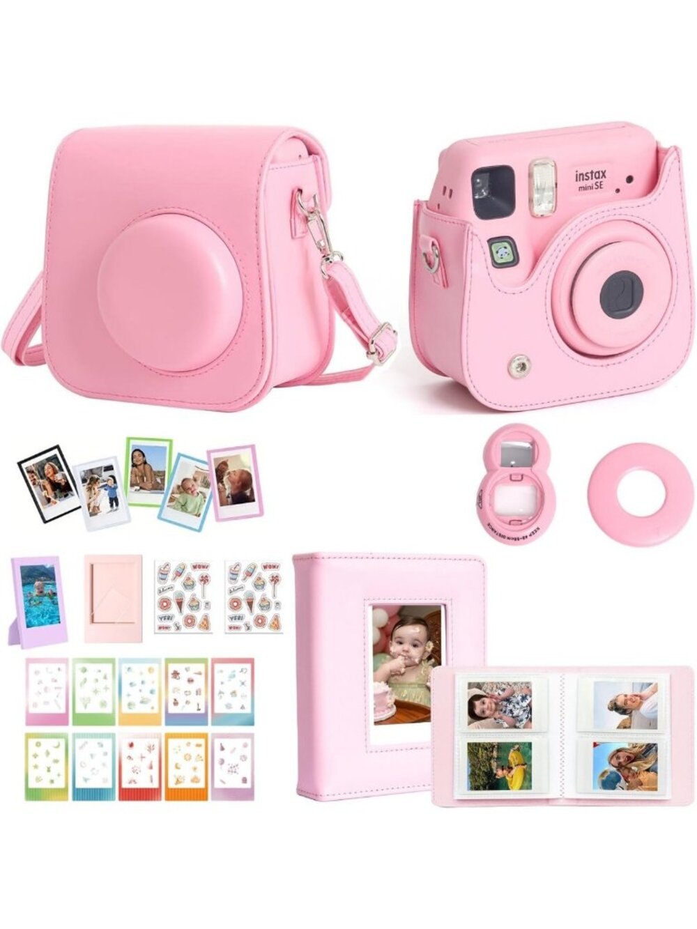 Pink Mini SE Kit for Instax Mini SE/7+ Instant Camera - Essential Accessories